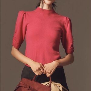 Chic Pink Puff Sleeve Sweater